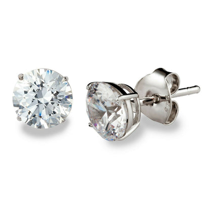 Swarovski Zirconia Stud Earrings setin White Gold Rhodium Plated Sterling Silver