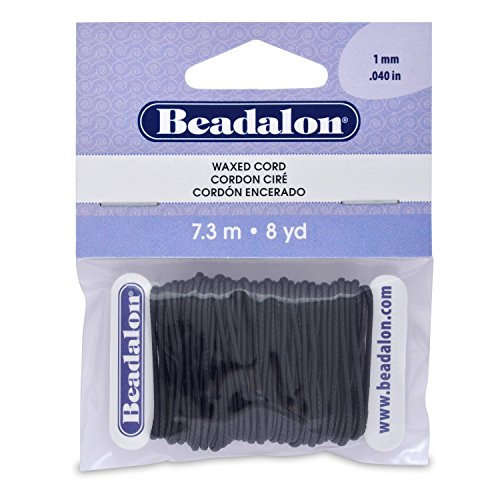 Beadalon Wax Cord 1.0mm Black 8yd