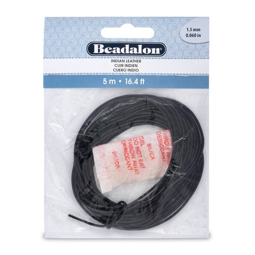 Artistic Wire Beadalon Indian Leather 1-1/2mm Black, 5-Meter