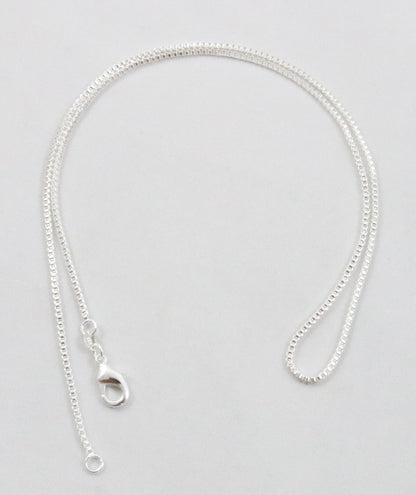 925 Sterling Silver Plated Necklace Box Chain 1.0mm 16 18 20 22 24 30 36 Inches