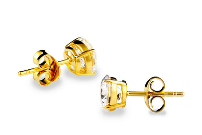 Swarovski Zirconia Stud Earrings set in 18K Yellow Gold Plated Sterling Silver