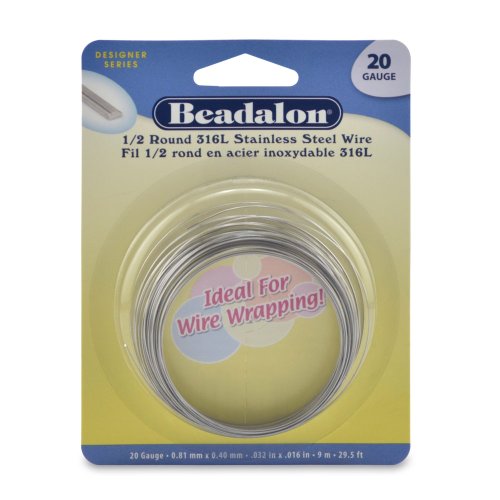 Beadalon 180S-120 Half Round Wire 316L Stainless Steel 20 Gauge, 9-Meter