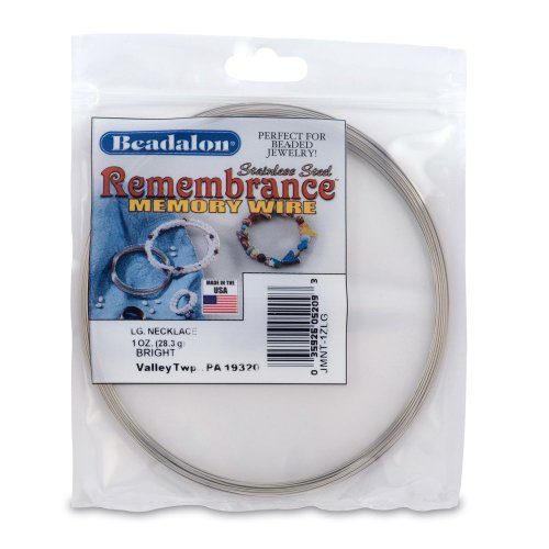 Beadalon Remembrance Memory Wire - Stainless Steel Pre-Formed Coiled Wire in Ring, Bracelet, Necklace Size for Jewelry Making, Crafts, Hobbies