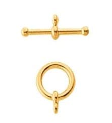 14K Solid Yellow Gold Ball-End Toggle Clasp Ring and Bar Made in USA