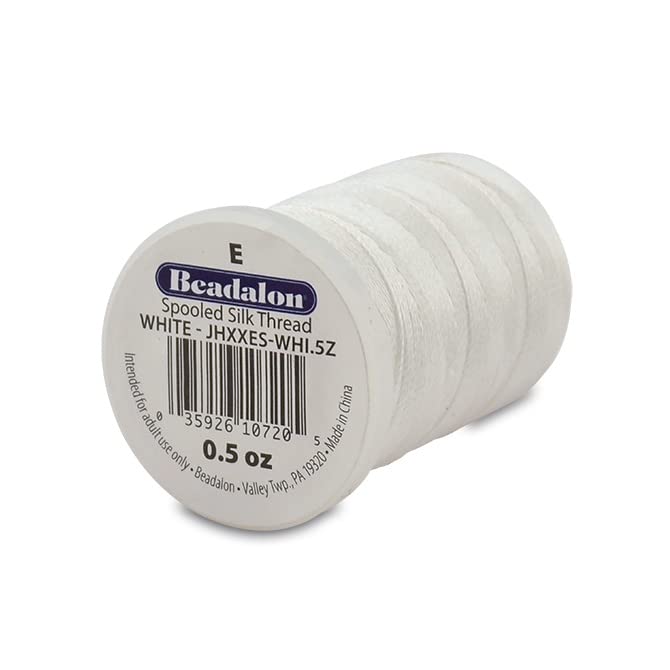 Beadalon White Silk Thread Size E .013 Inches