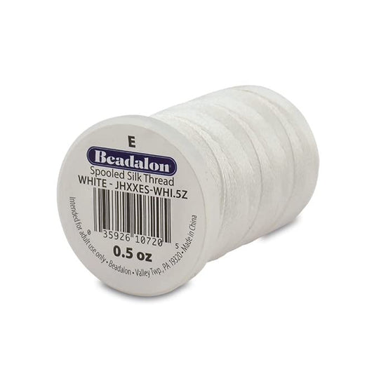 Beadalon White Silk Thread Size E .013 Inches