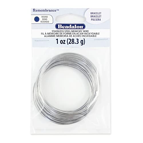 Beadalon Memory Wire Remembrance 75 coils Stainless Steel Round 0.61 mm (.024) Made in USA