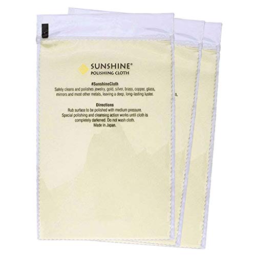 3 Sunshine Polishing Cloths for Sterling Silver, Gold, Brass and Copper Jewelry Polishing Cloth