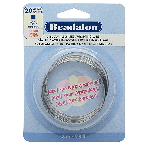 Beadalon Square Wire 316L Stainless Steel 20 Gauge, 3-Meter