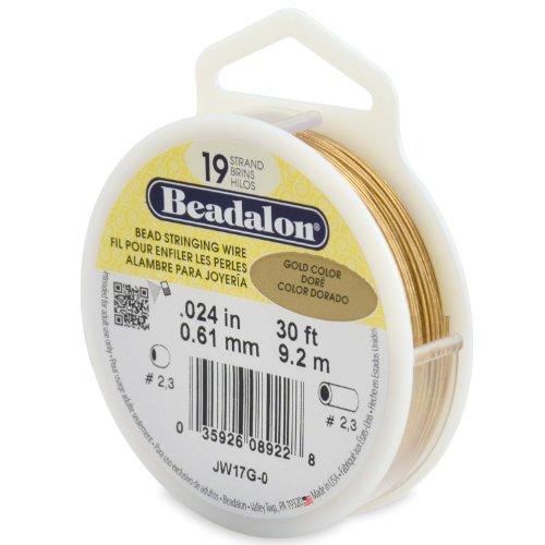 Beadalon 19-Strand 0.024" (0.61 mm) 30 ft (9.1 m) Gold Color Bead Stringing Wire