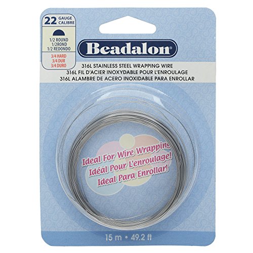 Beadalon Half Round Wire 316L Stainless Steel 22 Gauge, 15-Meter