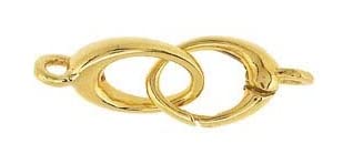 14K Solid Yellow Gold Oval Push Clasp Hook & Eye Spring-Loaded Hinge