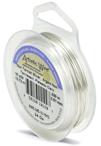 Artistic Wire, 18 Gauge / 1.0 mm Silver Plated Tarnish Resistant Colored Copper