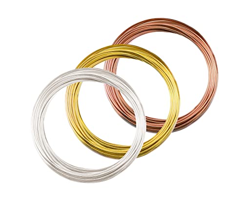 Aluminum Wire 1.5MM (15 Gauge) 3 Colors Gold, Copper, Silver for Jewelry and Sculpture Making (32.8ft Each)