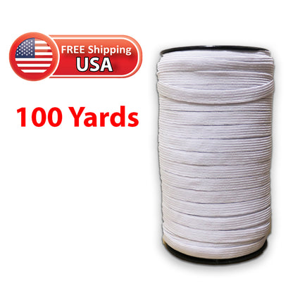 100 Yards Elastic Flat Band For Mask Making White Width 1/3 Inches (8 mm)