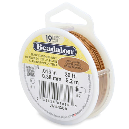 Beadalon 19 Strand Bead Stringing Wire Copper, Silver, Gold Colors - Beading & Jewelry Making Supplies, Flexible Stainless Steel Nylon Coated Thin String for Bracelets & Necklaces